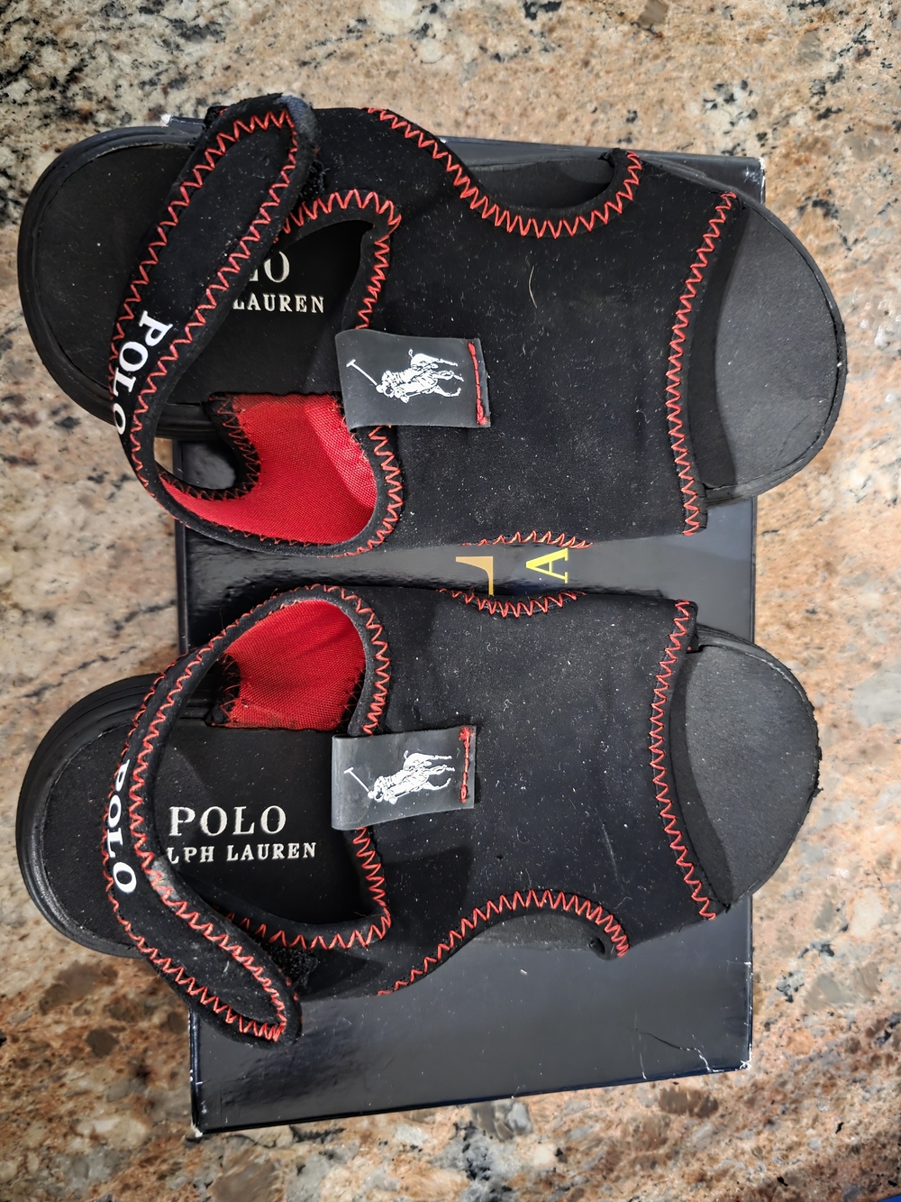 Polo by Ralph Lauren Black and Red Kids Sandals